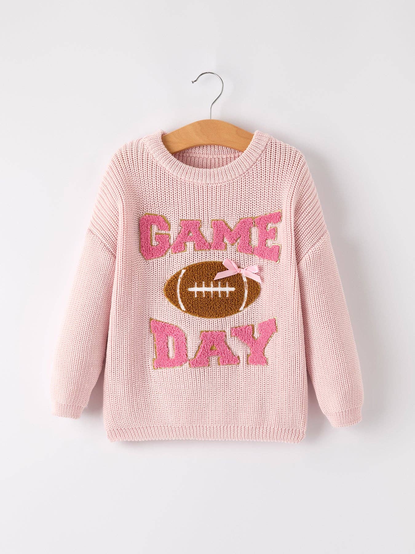 “GAME DAY” Football Light Pink Pullover Sweater