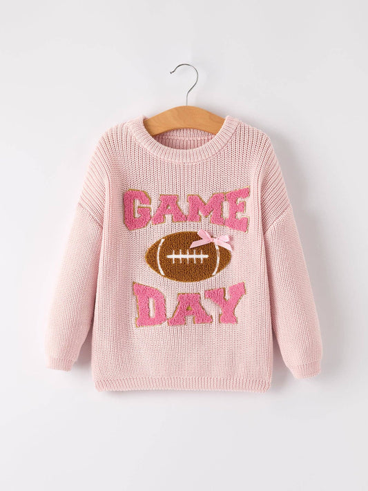 “GAME DAY” Football Light Pink Pullover Sweater