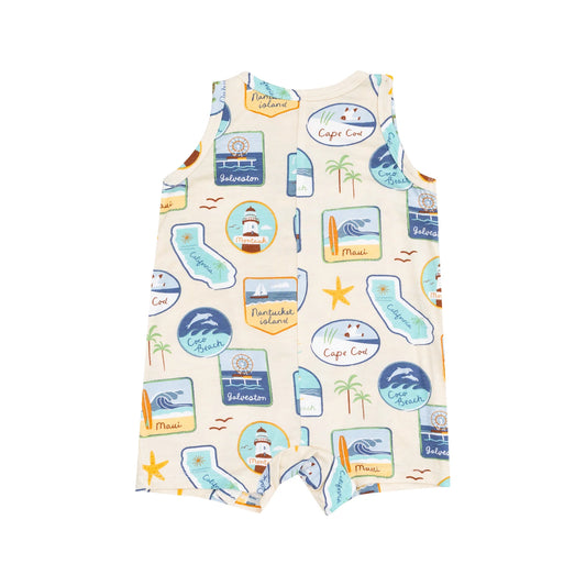 Beach Patches Bamboo Sleeveless Shortie Romper