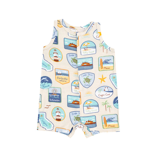 Beach Patches Bamboo Sleeveless Shortie Romper