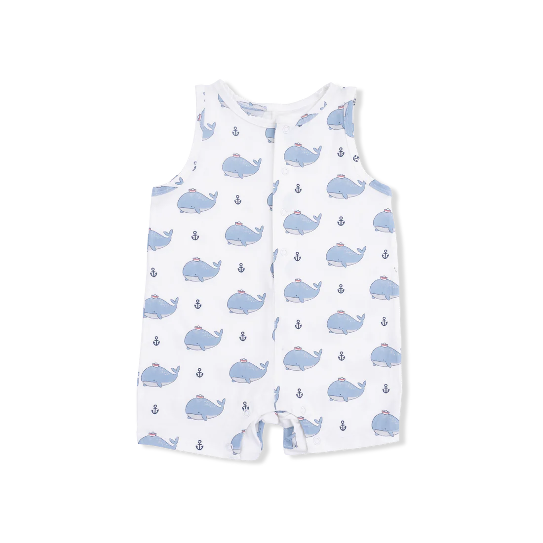 Bubbly Sailor Whales Blue - Sleeveless Shortie Romper