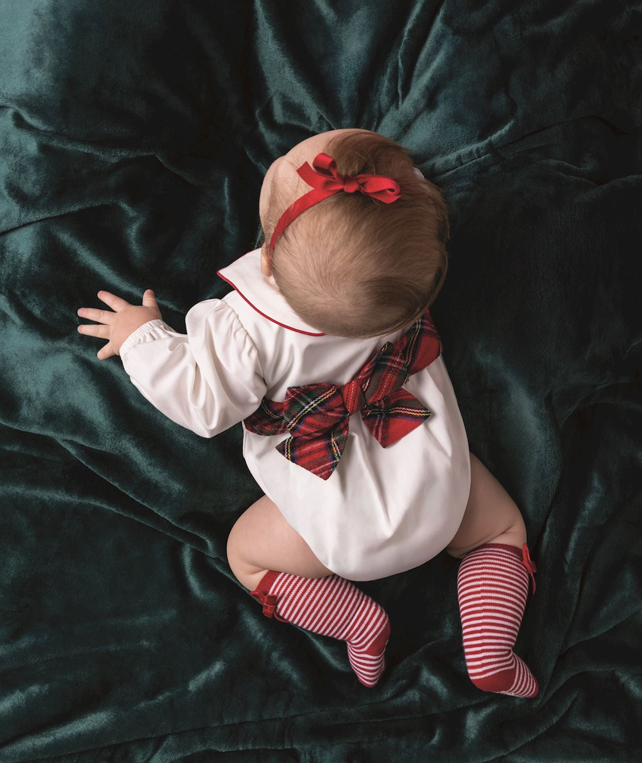 White Tartan Bow Baby Bubble