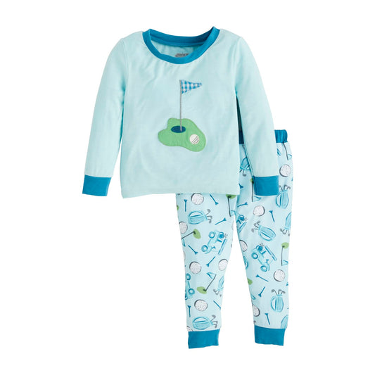 Blue Golf Applique Pajama Set