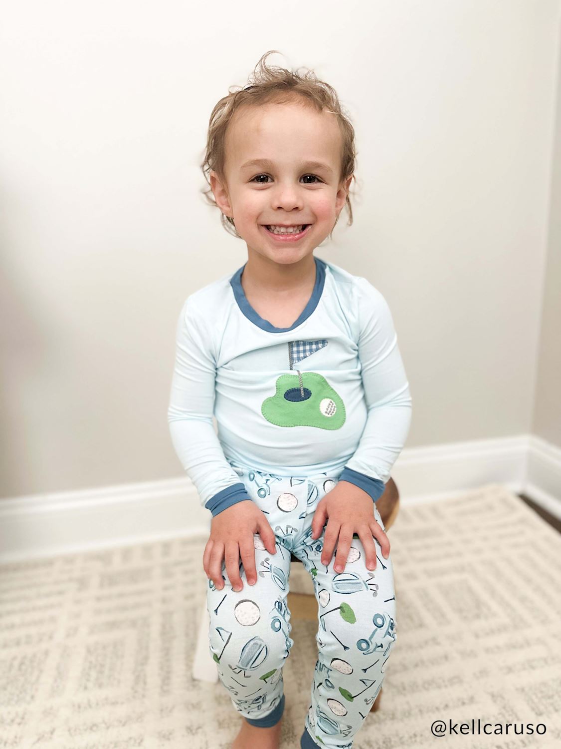 Blue Golf Applique Pajama Set