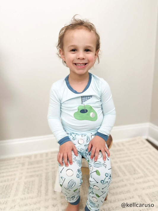 Blue Golf Applique Pajama Set