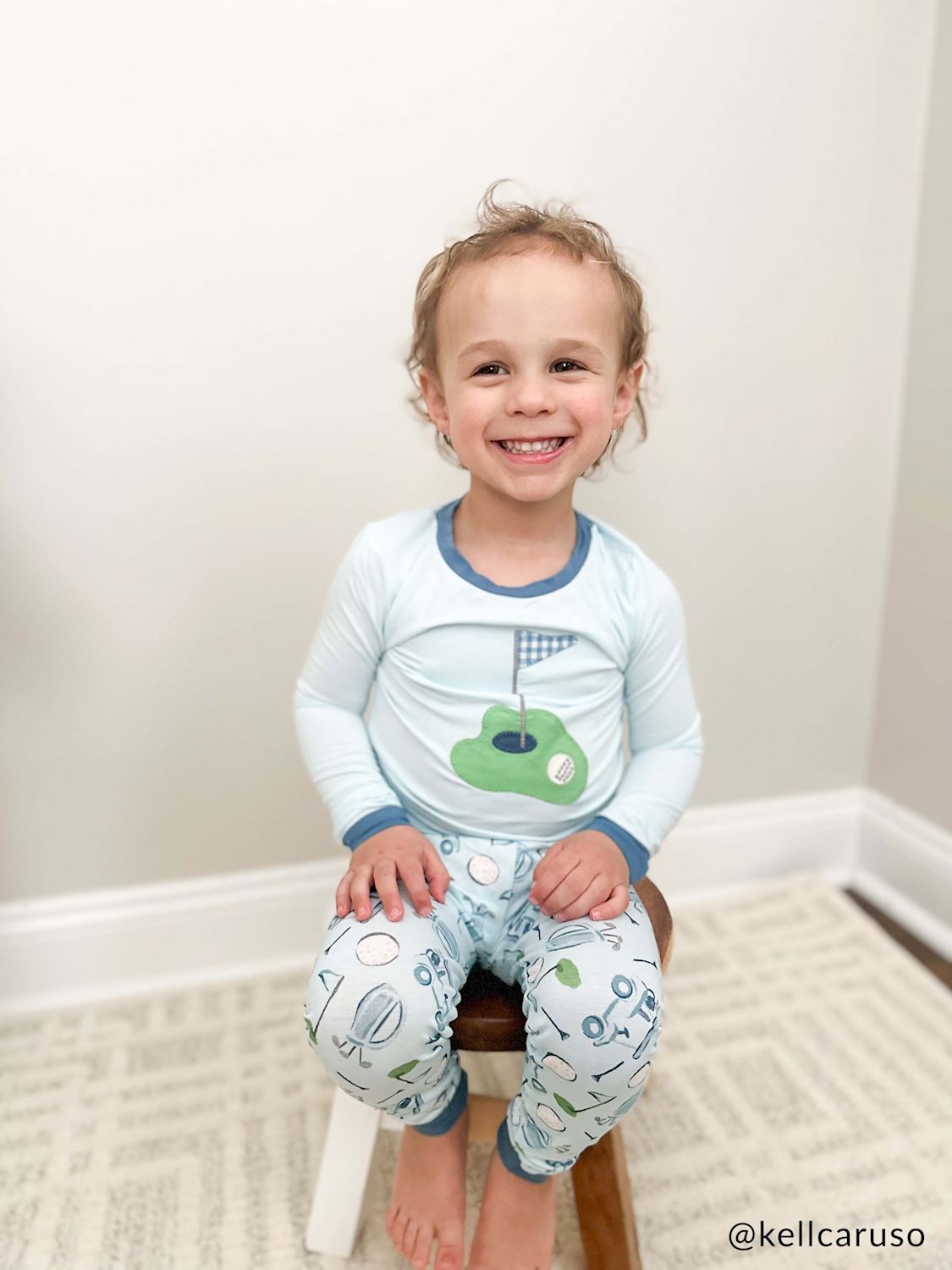 Blue Golf Applique Pajama Set