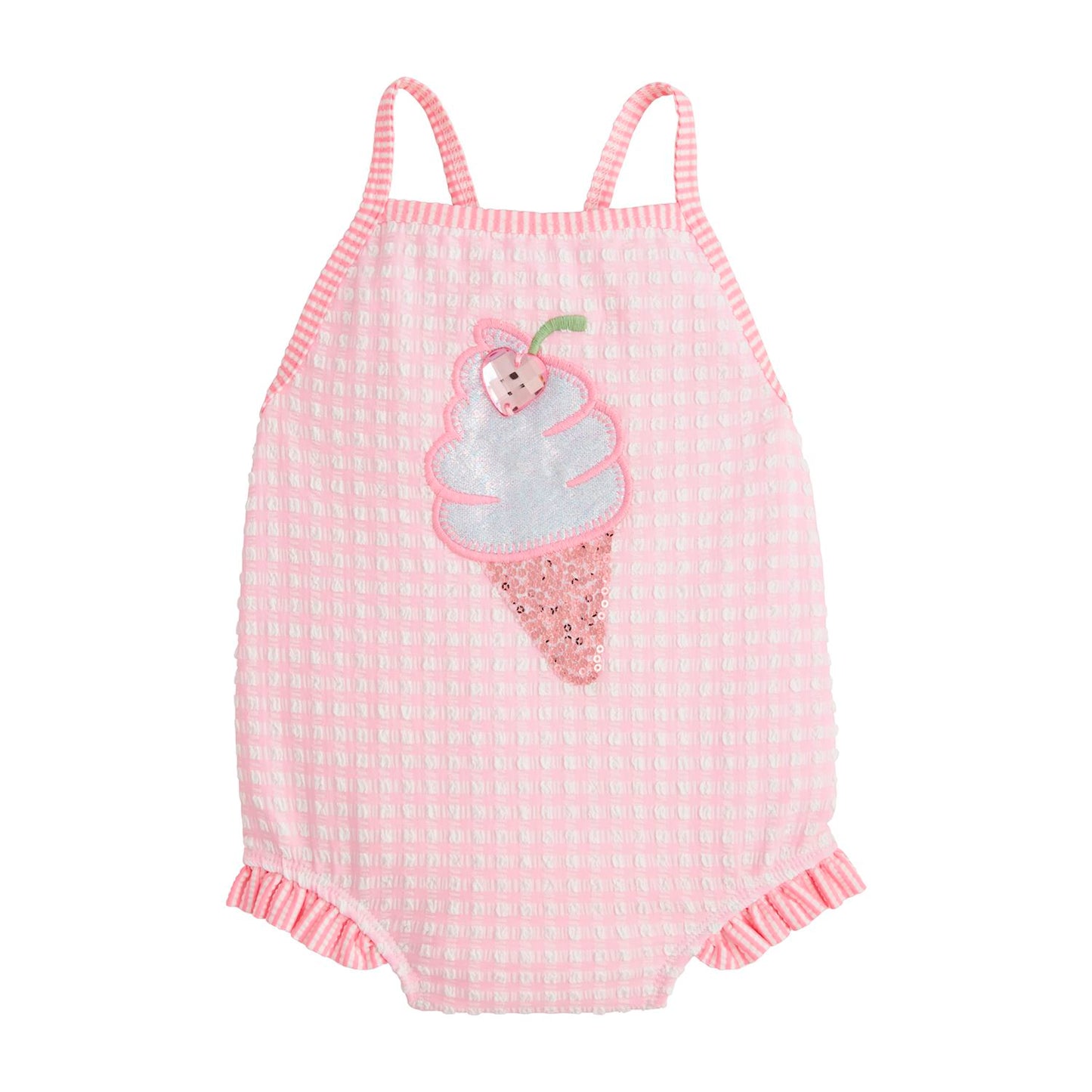 Pink Check Glitter Ice Cream Swimsuit