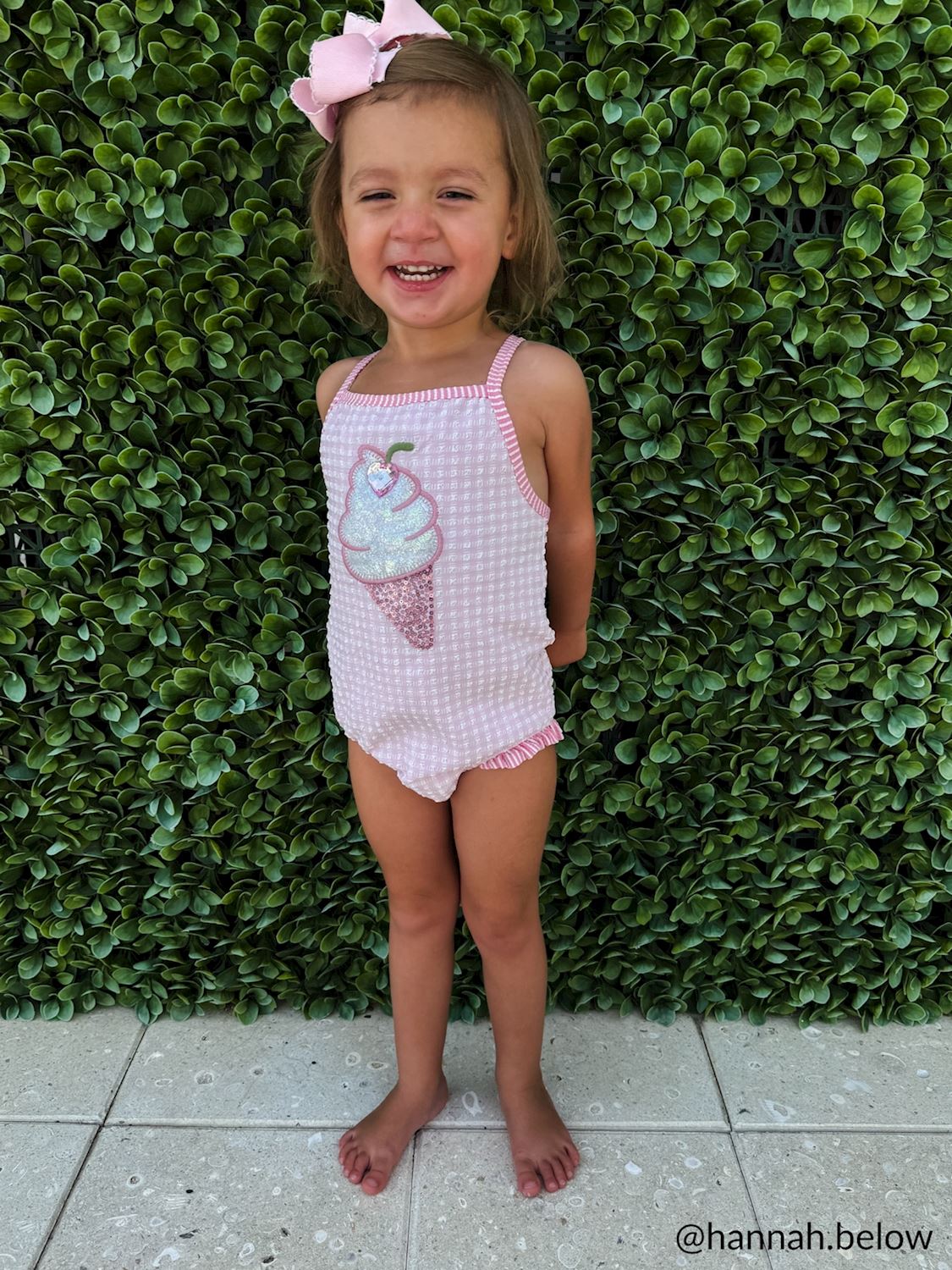 Pink Check Glitter Ice Cream Swimsuit