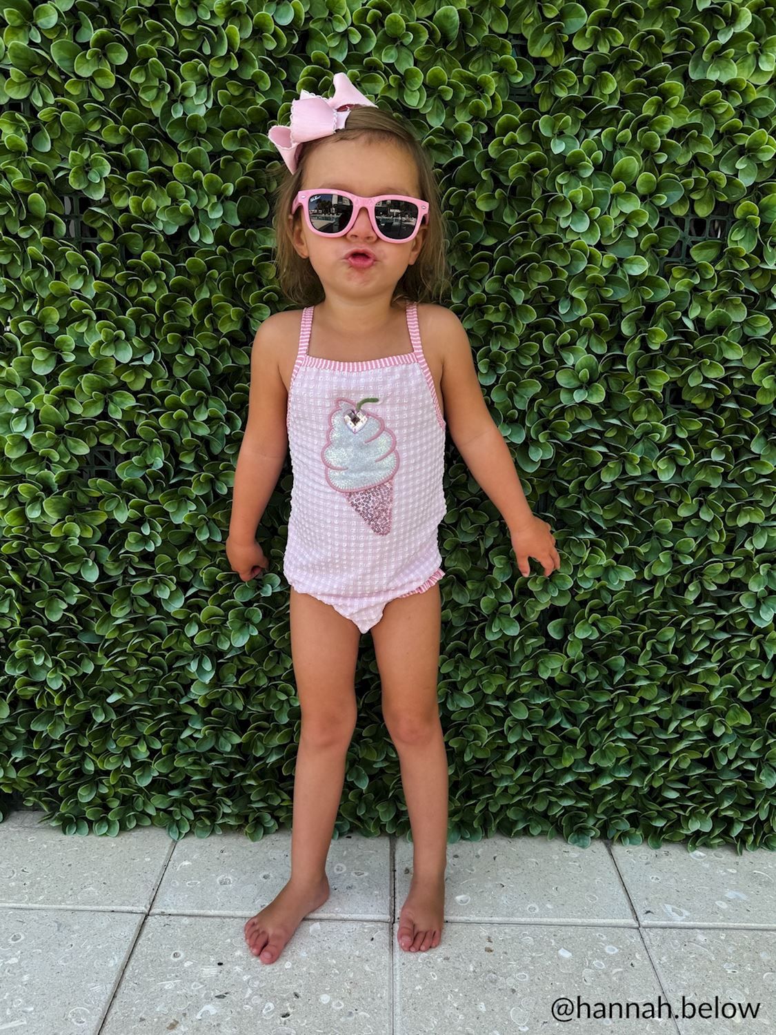 Pink Check Glitter Ice Cream Swimsuit