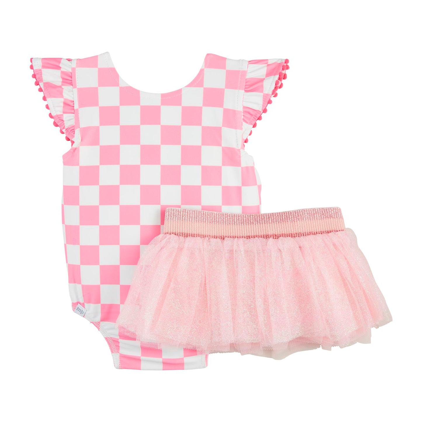 Daisy/Check Reversible One-Piece Swimsuit with Tutu