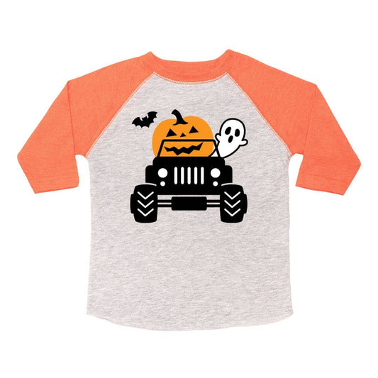 Pumpkin Monster Truck Halloween 3/4 Shirt - Boys Clothing
