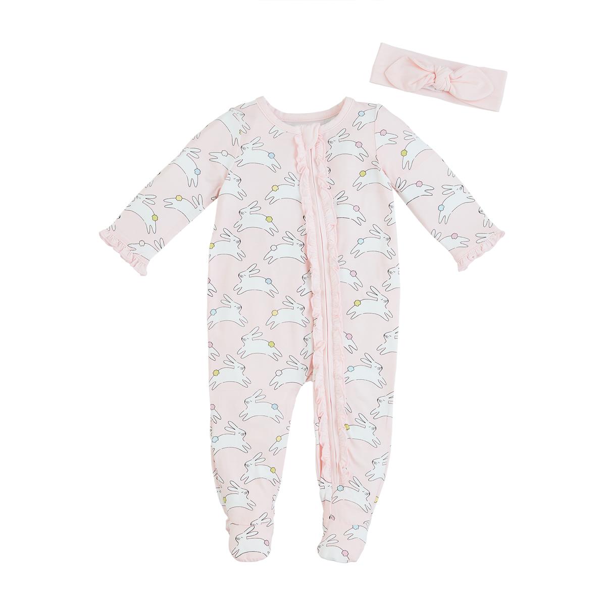 Pink Bunny Sleeper Footie and Headband