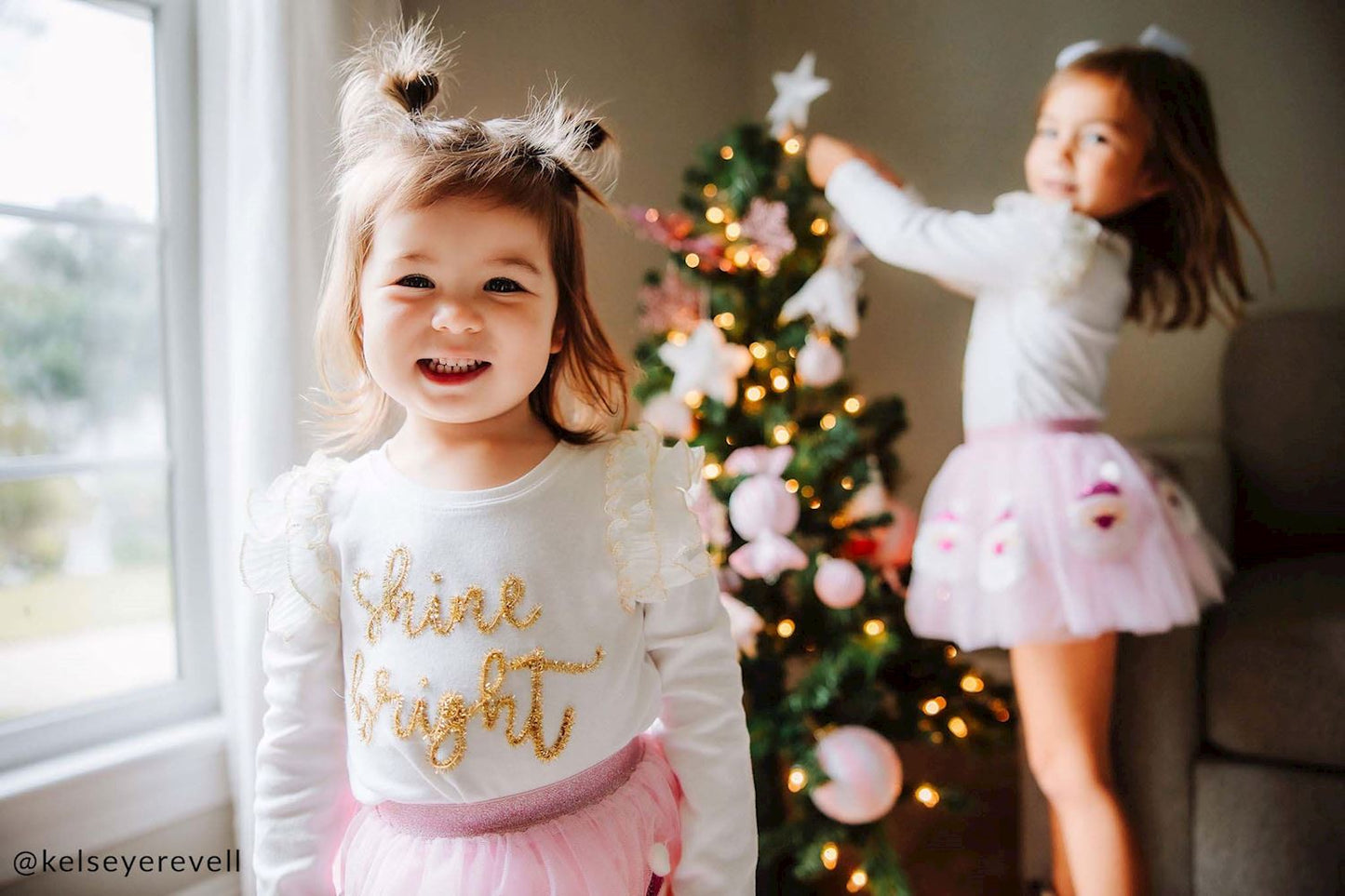 Shine Bright White Tinsel Long Sleeve T-Shirt