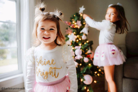 Shine Bright White Tinsel Long Sleeve T-Shirt