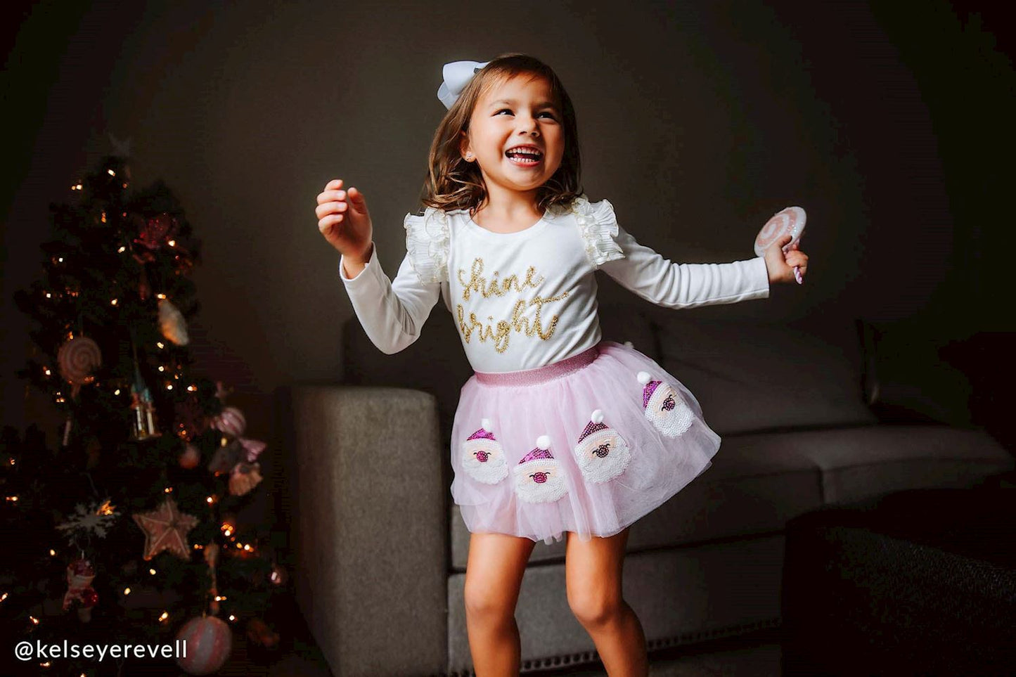 Shine Bright White Tinsel Long Sleeve T-Shirt