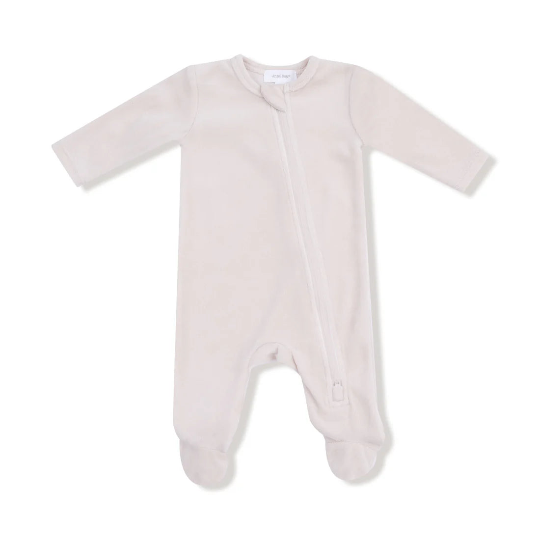 2 Way Zipper Footie - Velour Teddy Bear Oatmeal