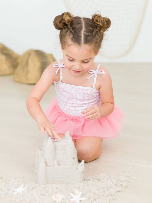 Girls By the Seaside Tulle Skirted One Piece Swimsuit