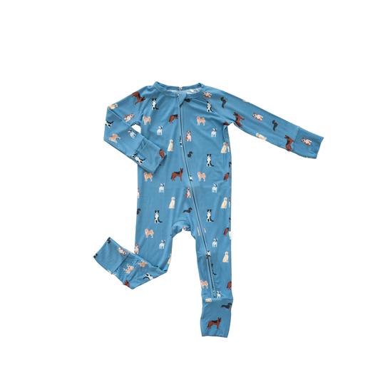 Bamboo 2-Way Convertible Zip Romper | Blue Dog