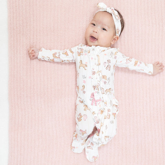 Cowgirl Nursery - 2 Way Ruffle Front Zipper Footie