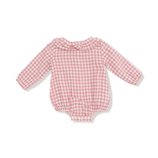 Bubble with Ruffle Collar - Rose Pink Plaid