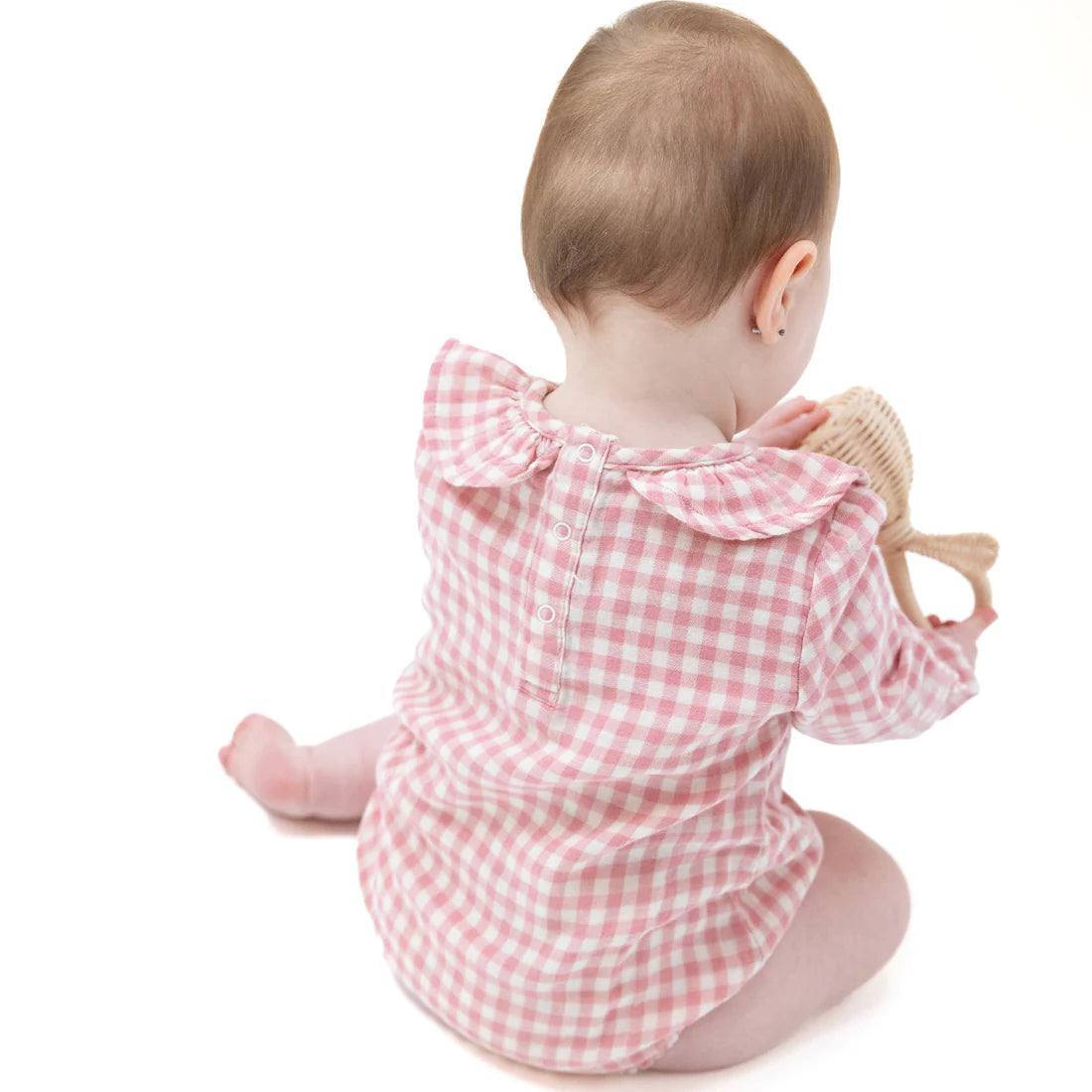 Bubble with Ruffle Collar - Rose Pink Plaid