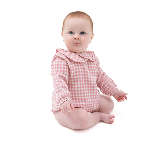 Bubble with Ruffle Collar - Rose Pink Plaid