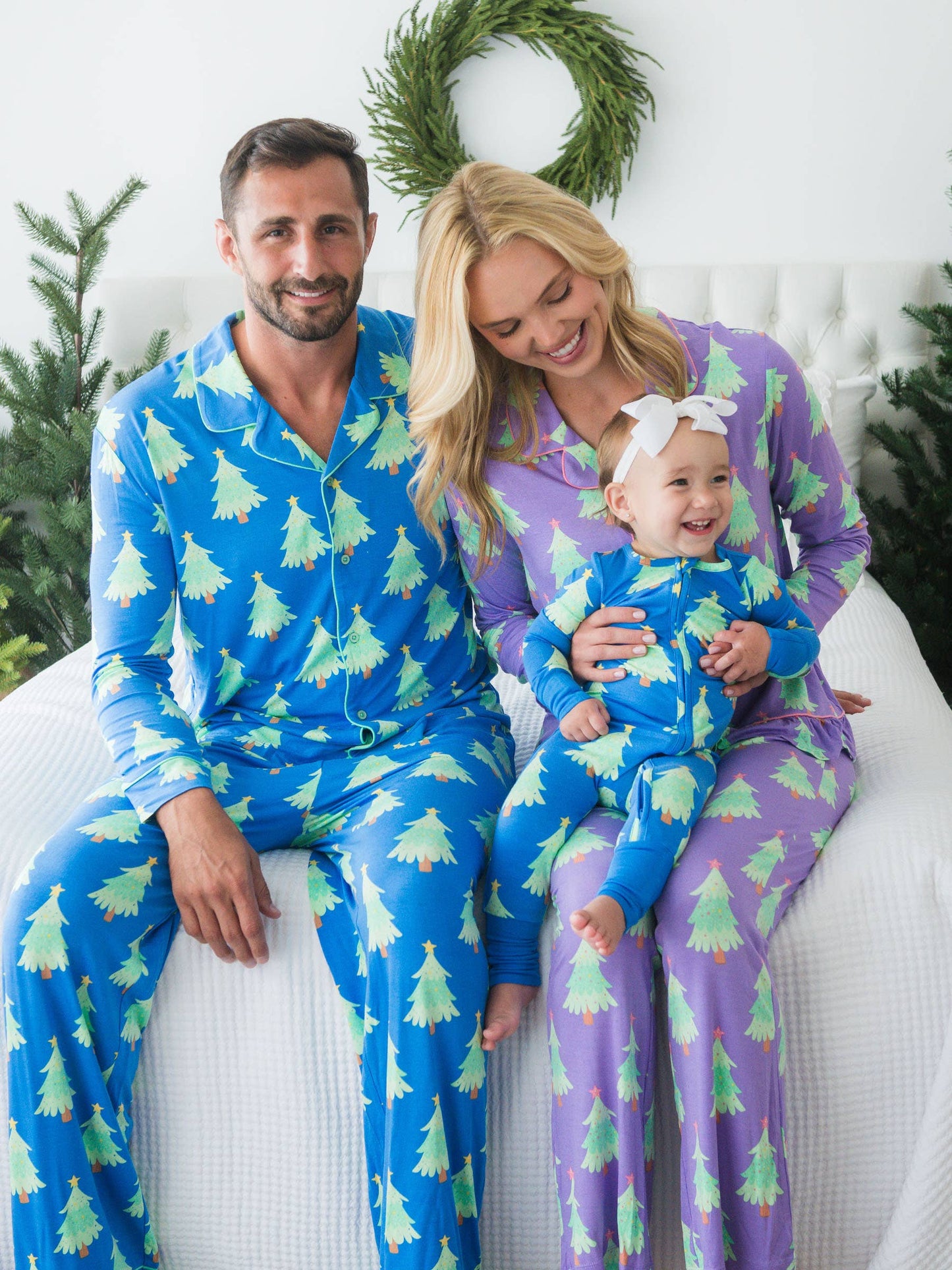 SoftSnooze™ Baby Bamboo Viscose Blue Twinkling Trees Convertible One Piece Footie Pajama