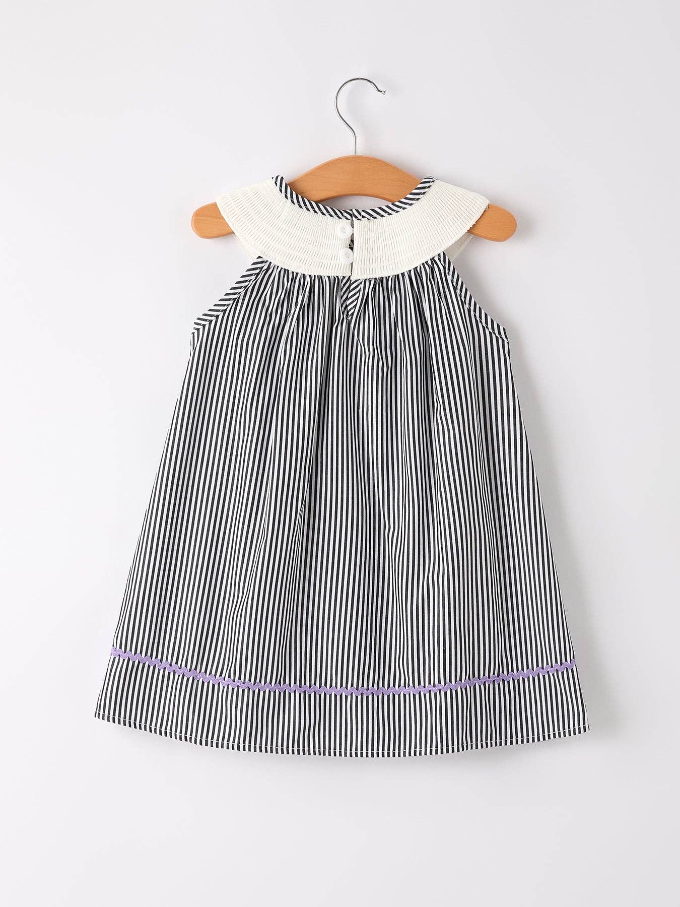 Halloween Striped "Trick Or Treat" Smock Embroidered Girl Dress