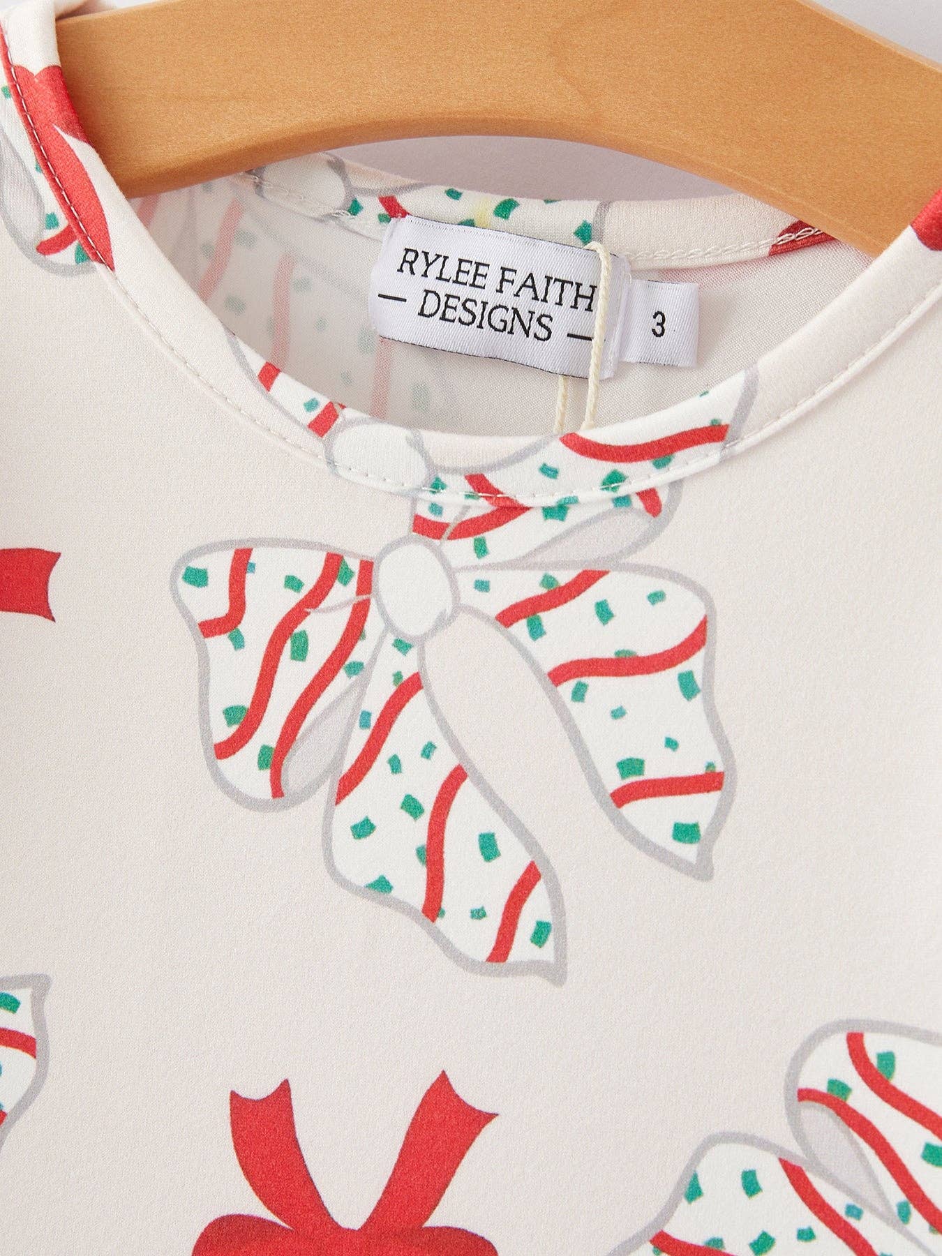 Christmas Bows Print Girls Dress