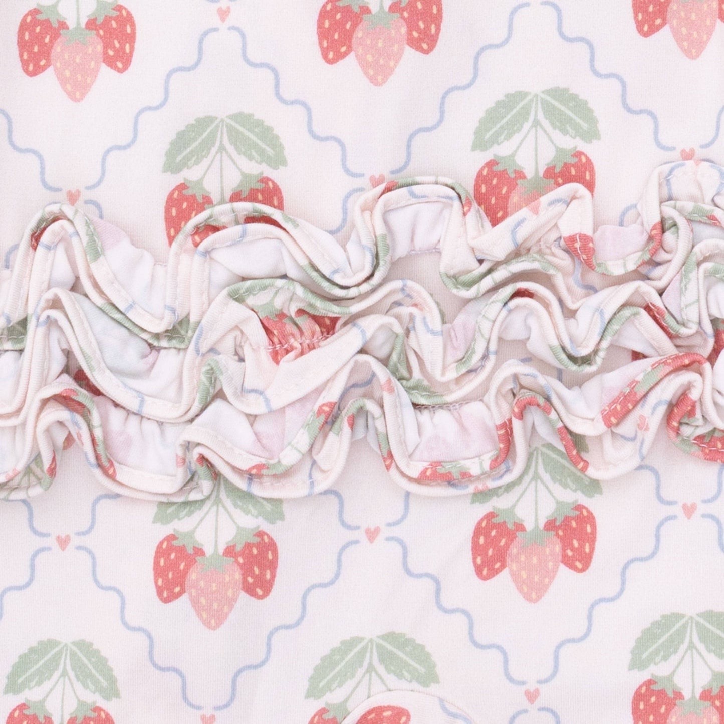 Sweet Strawberries - 2 Way Ruffle Back Zipper Footie