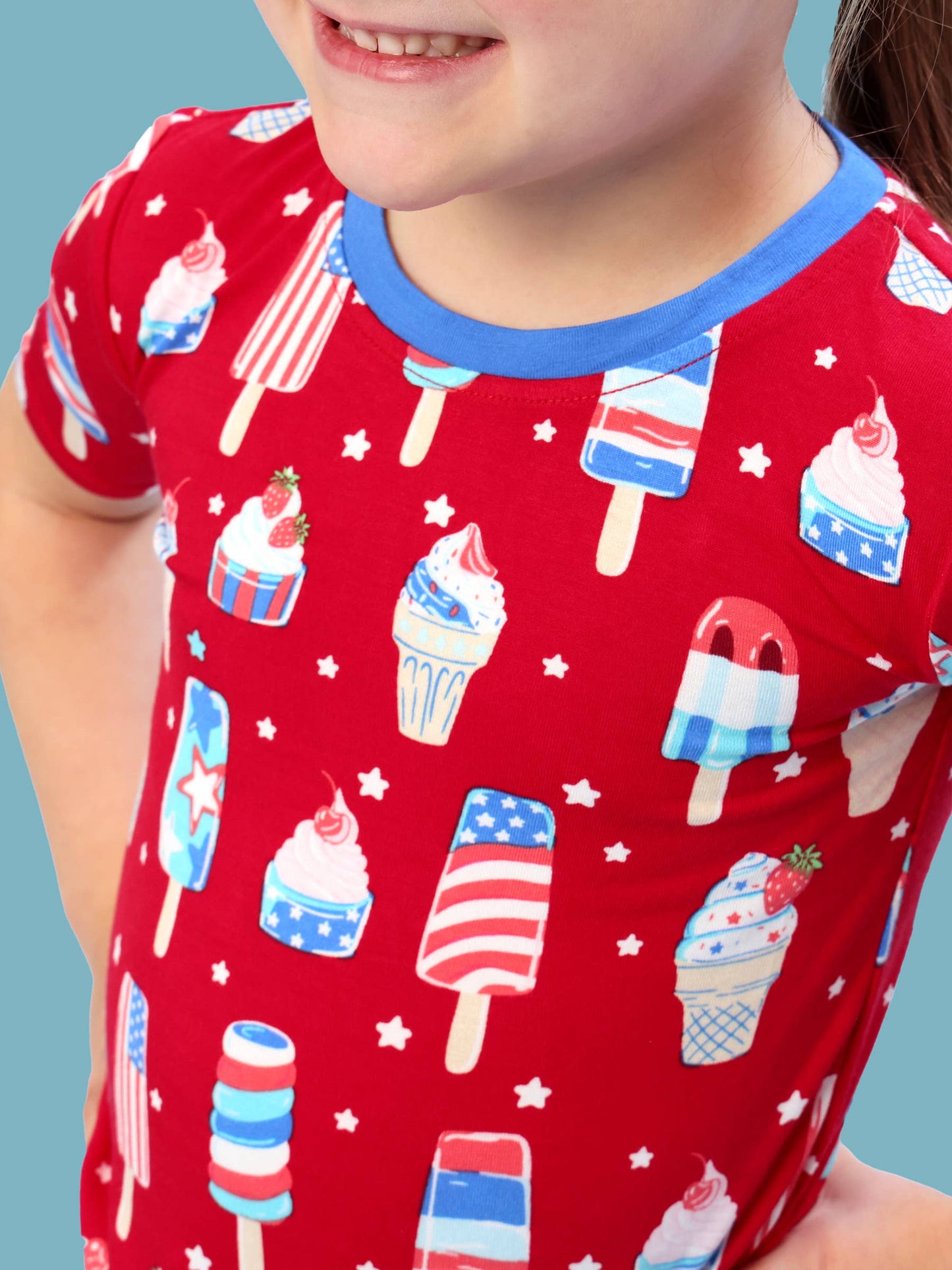 SoftSnooze™ Kids Bamboo Viscose Stars & Scoops Ice Cream Short Sleeve Pajama Set