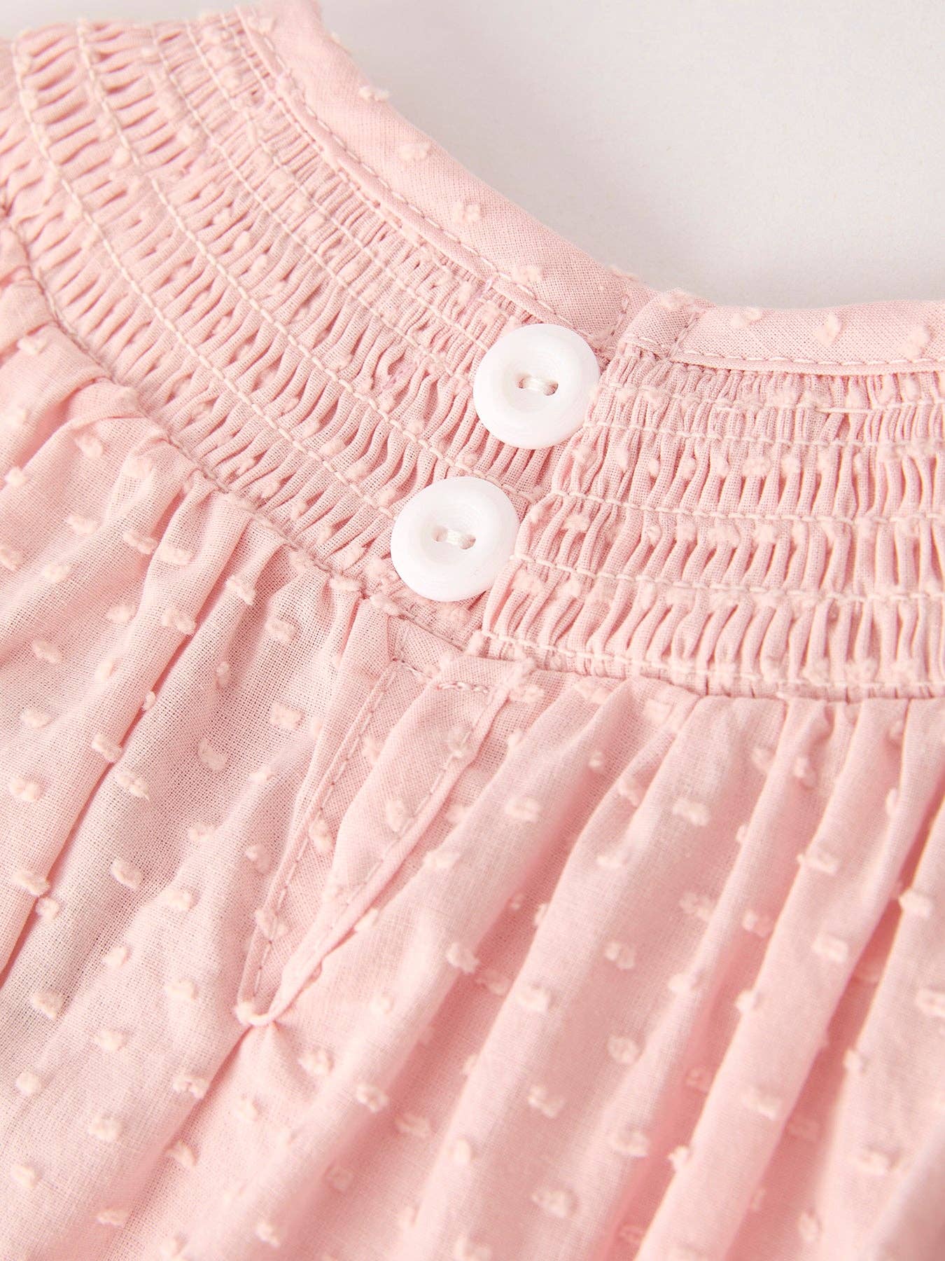 Halloween Light Pink Ghost Embroidery Smock Floral Girls Romper