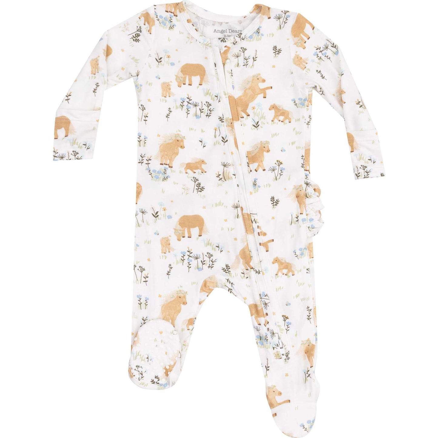 2 Way Zipper Ruffle Back Footie - Pretty Ponies