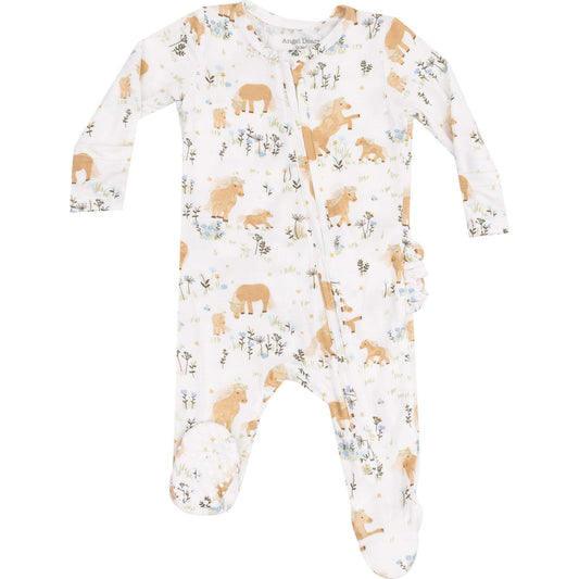 2 Way Zipper Ruffle Back Footie - Pretty Ponies