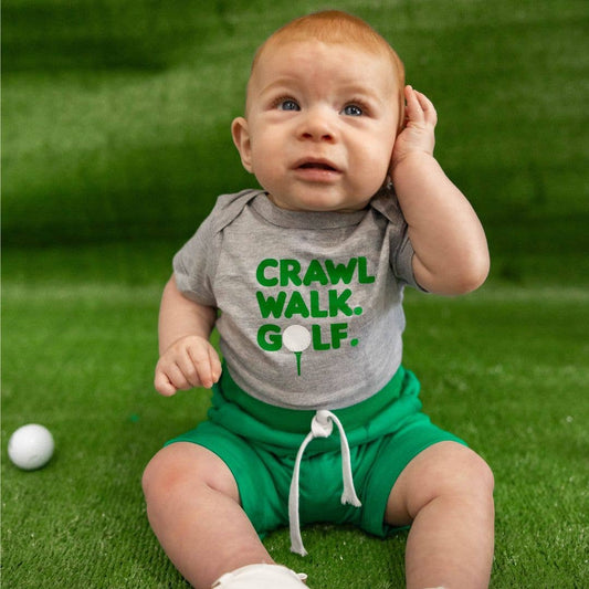 Crawl, Walk, Golf Short Sleeve Bodysuit
