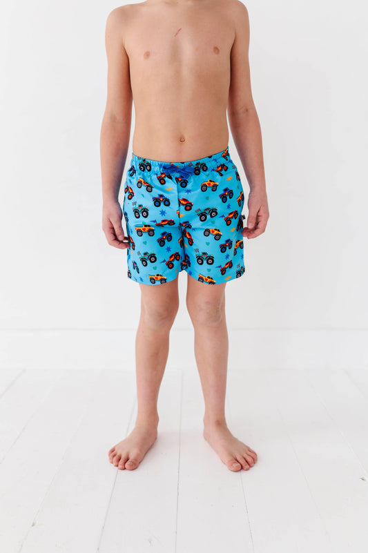 Monster Truck Boys Swim Trunks