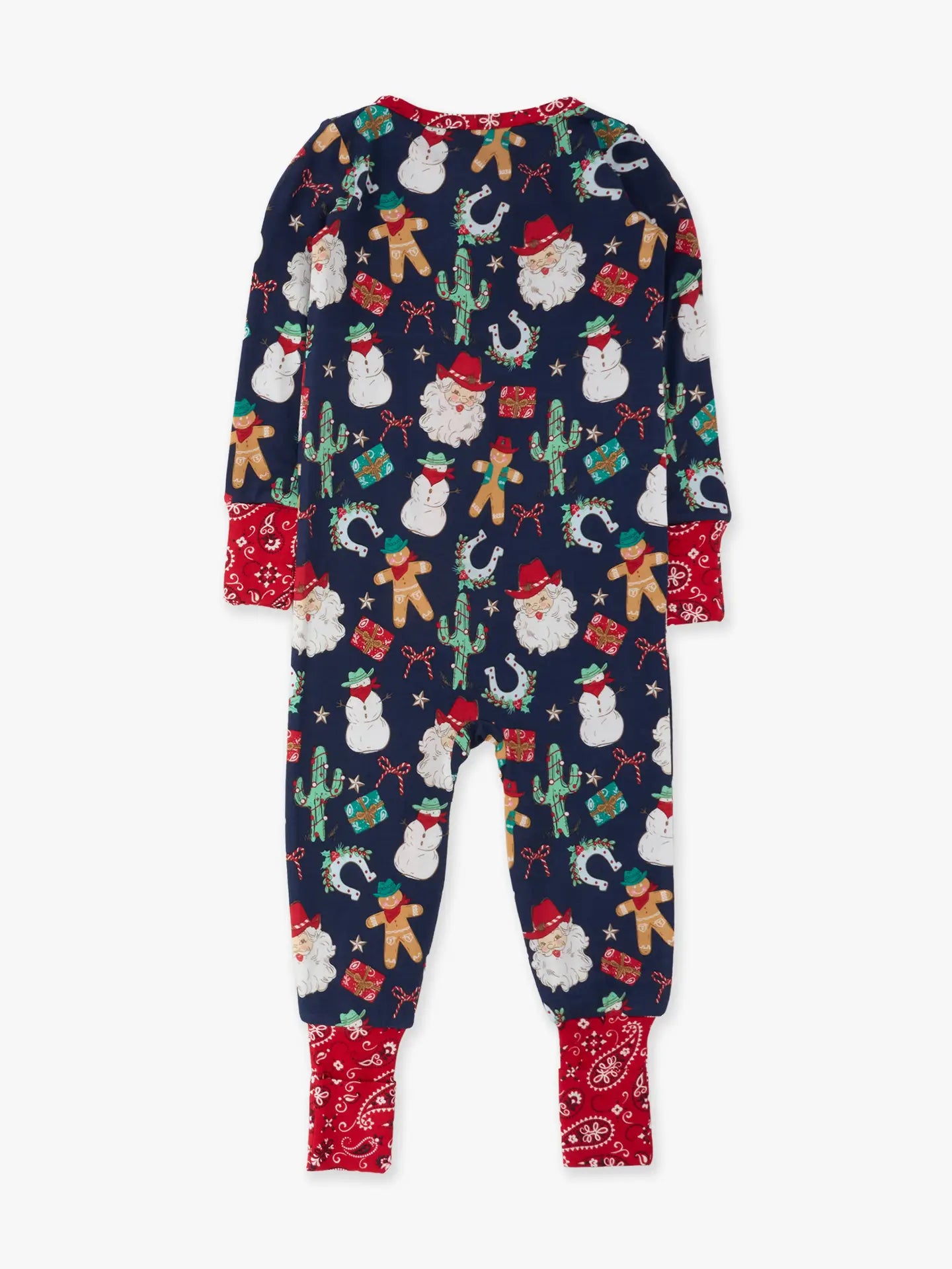 SoftSnooze™ Baby Bamboo Viscose Giddy Up Santa Western Christmas Convertible One Piece Footie Pajama