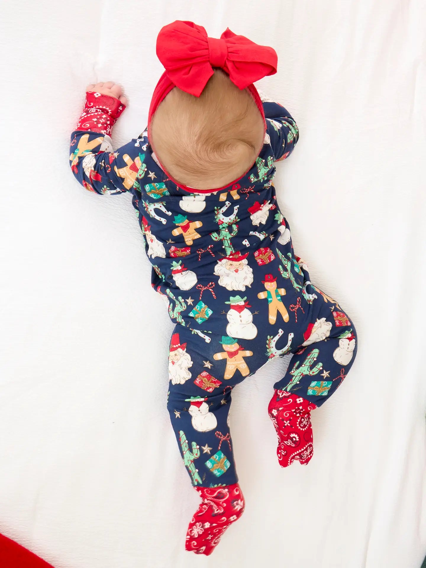 SoftSnooze™ Baby Bamboo Viscose Giddy Up Santa Western Christmas Convertible One Piece Footie Pajama
