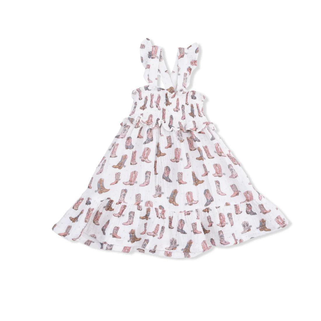 Smocked Ruffle Sundress & Bloomer - Cowgirl Boots