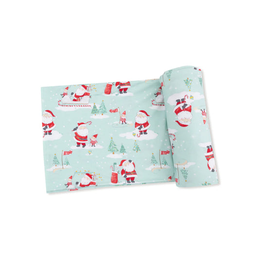 Swaddle Blanket - Golfing Santa and Elves - 45X45