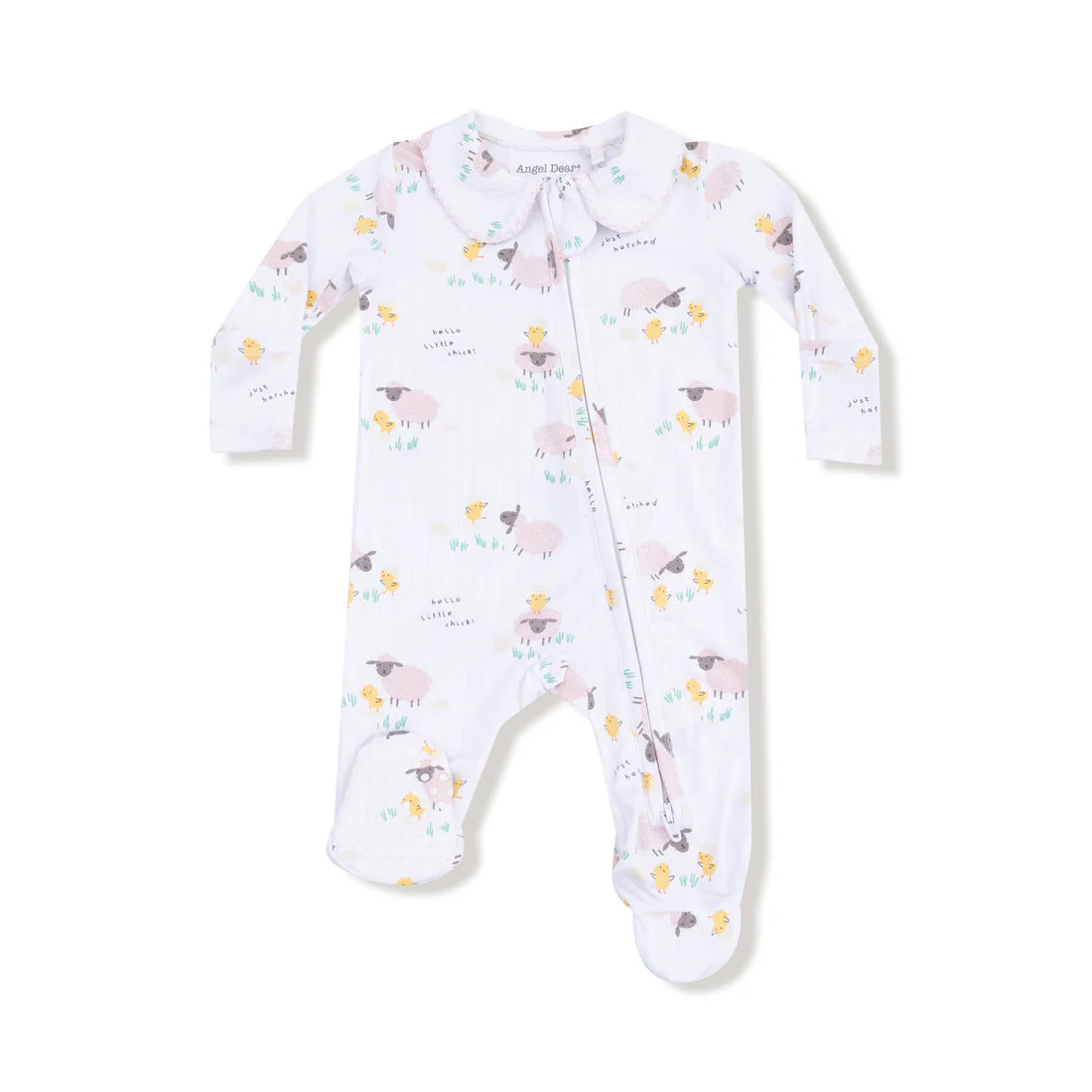 2 Way Zipper Peter Pan Collar Footie - Just Hatched Pink