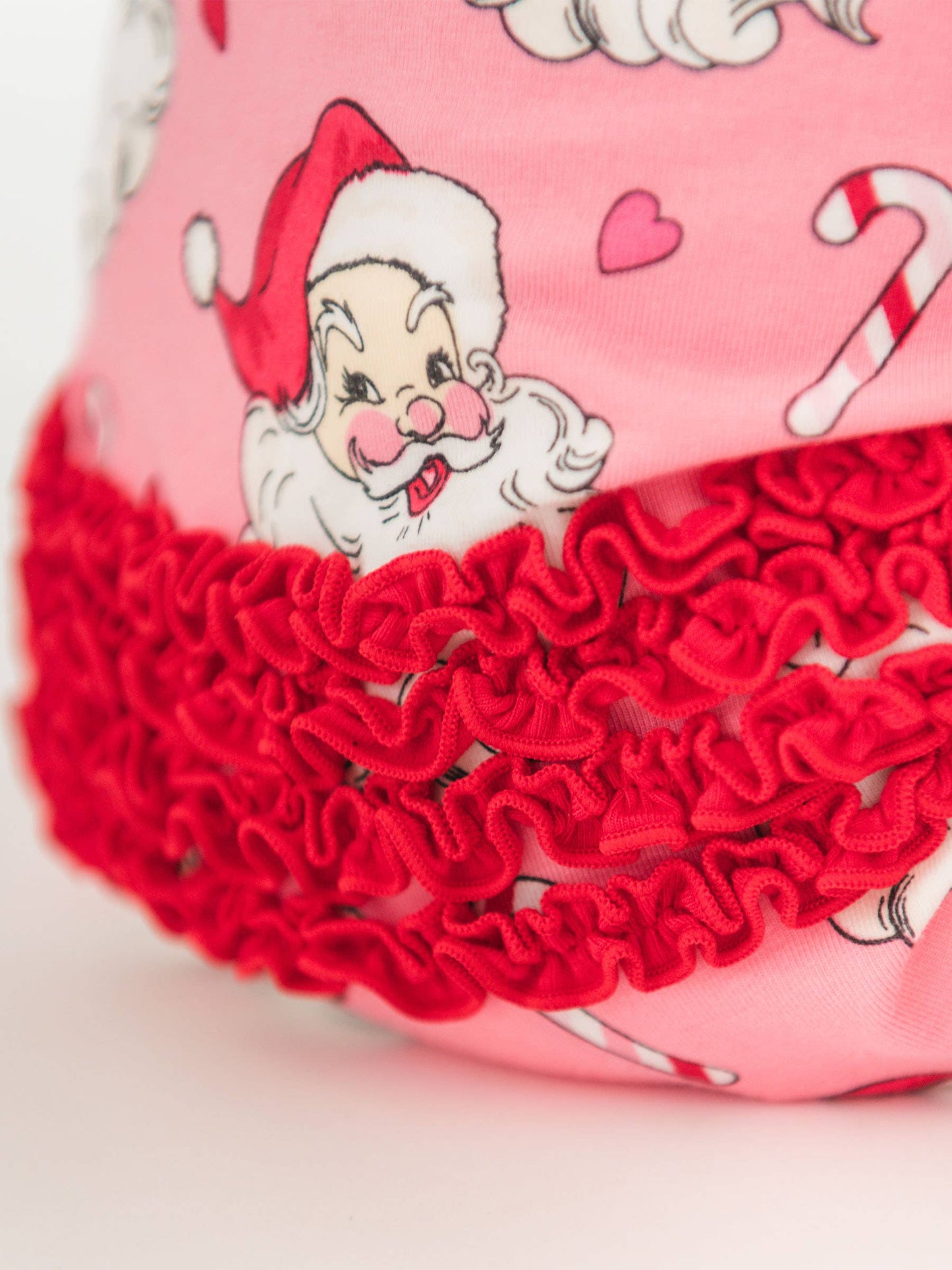 SoftSnooze™ Baby Girls Modal Blend Pink Santa Joy Footed Ruffle One Piece Pajama