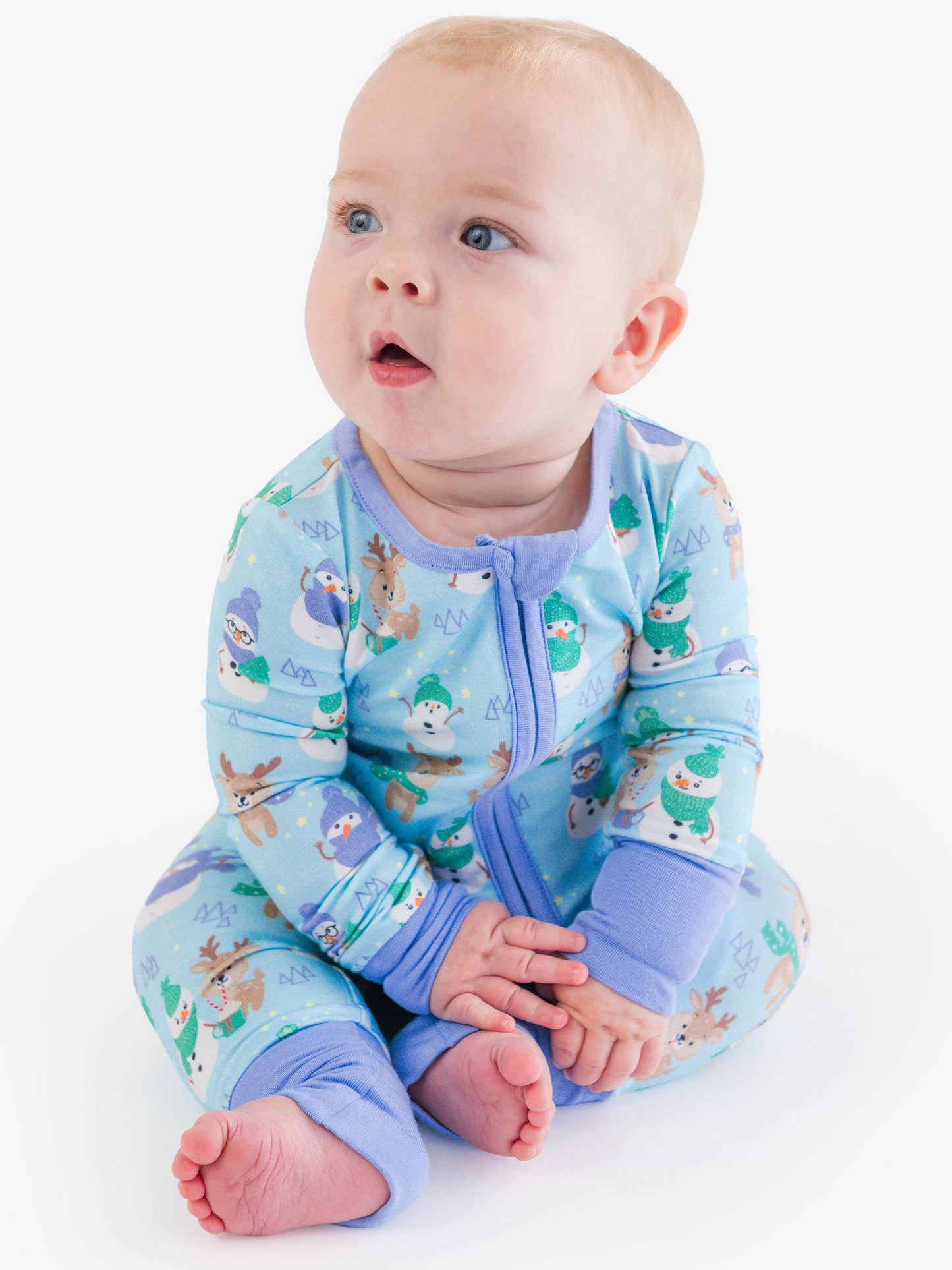 SoftSnooze™ Baby Bamboo Viscose Snowy Sidekicks Convertible One Piece Footie Pajama
