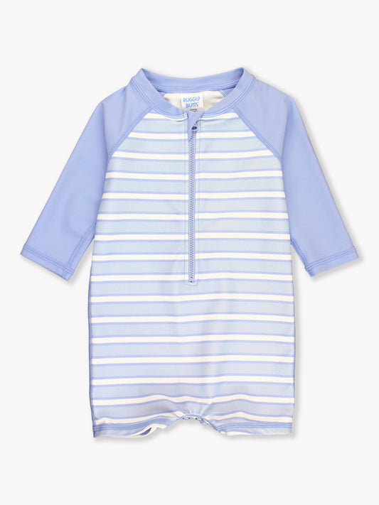 Baby Boys Periwinkle Blue & Windsurfer Stripe Long Sleeve One Piece Rash Guard Swimsuit