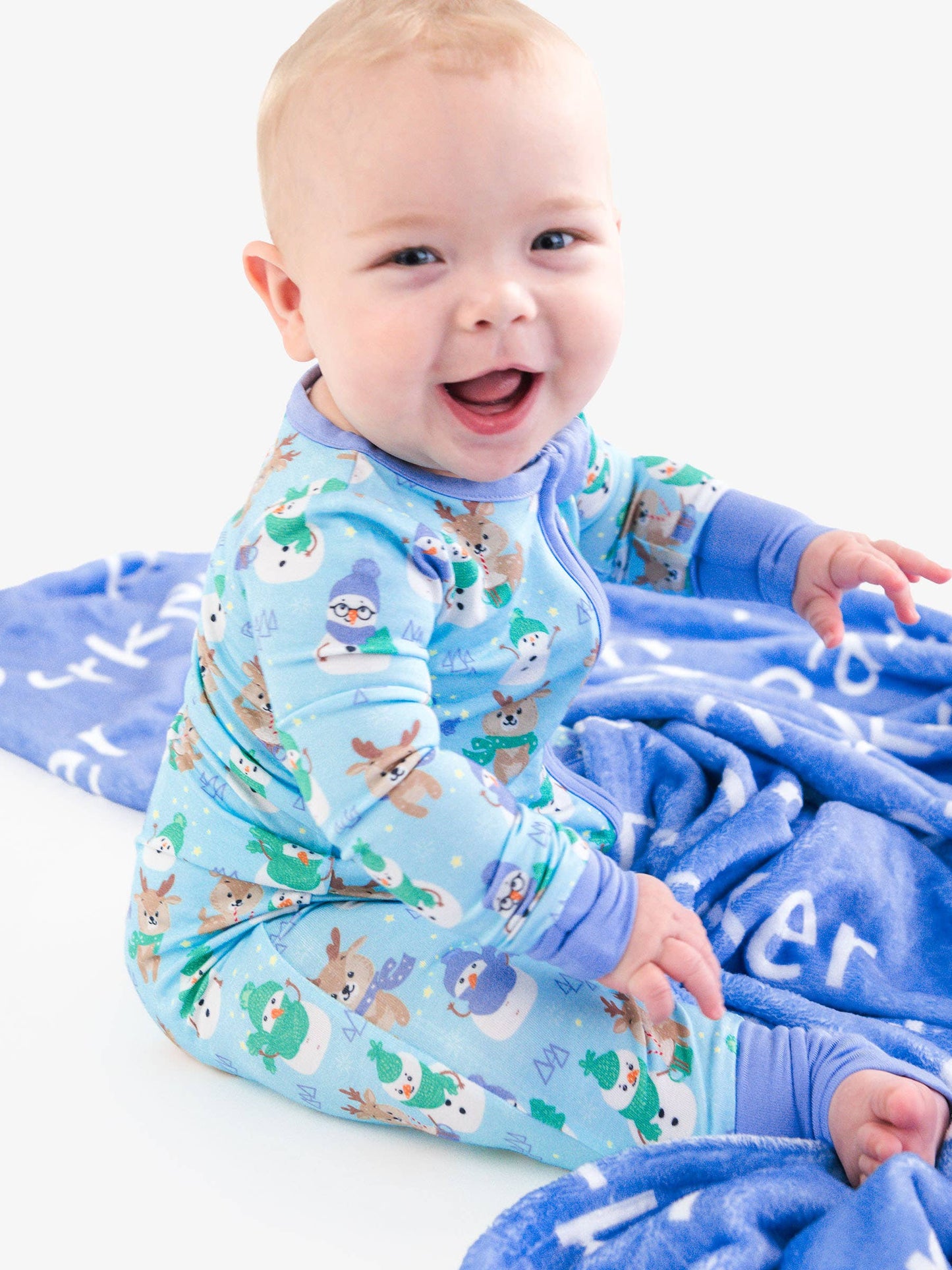 SoftSnooze™ Baby Bamboo Viscose Snowy Sidekicks Convertible One Piece Footie Pajama