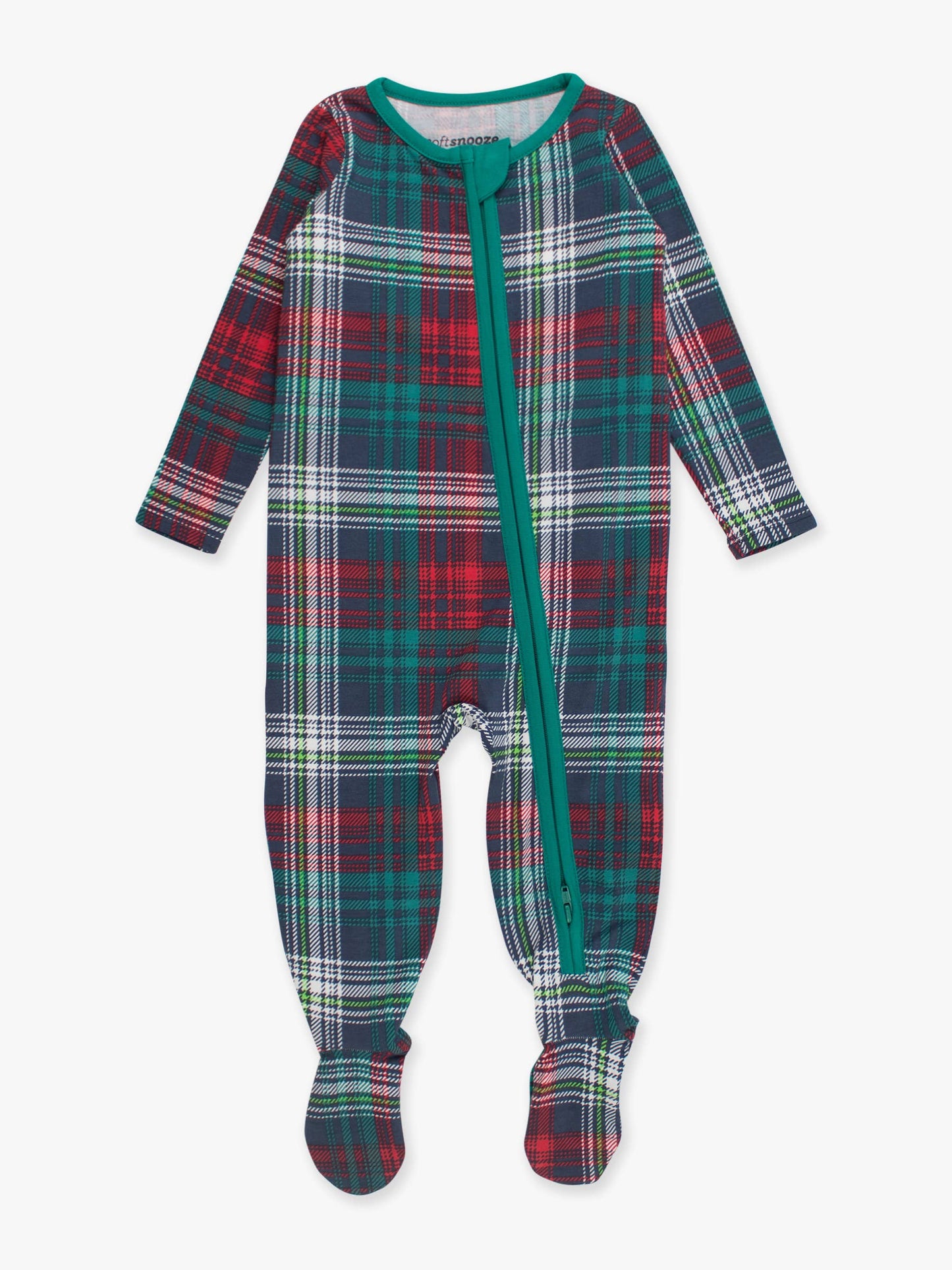 SoftSnooze™ Baby Cotton Modal Christopher Plaid Footed One Piece Pajama