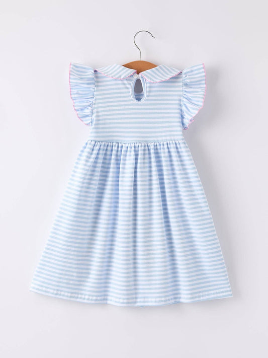 Back To School Girls Plaid Pencil Applique Bow Dress