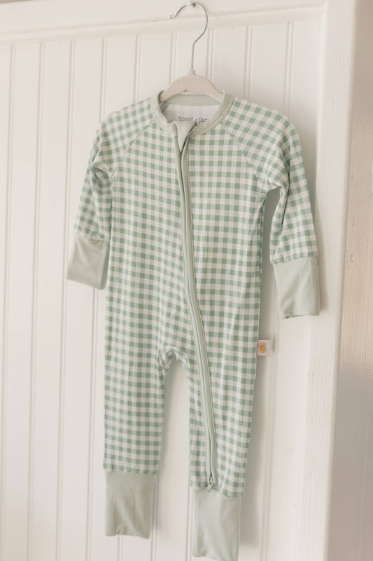 Sage Gingham Zip Jam