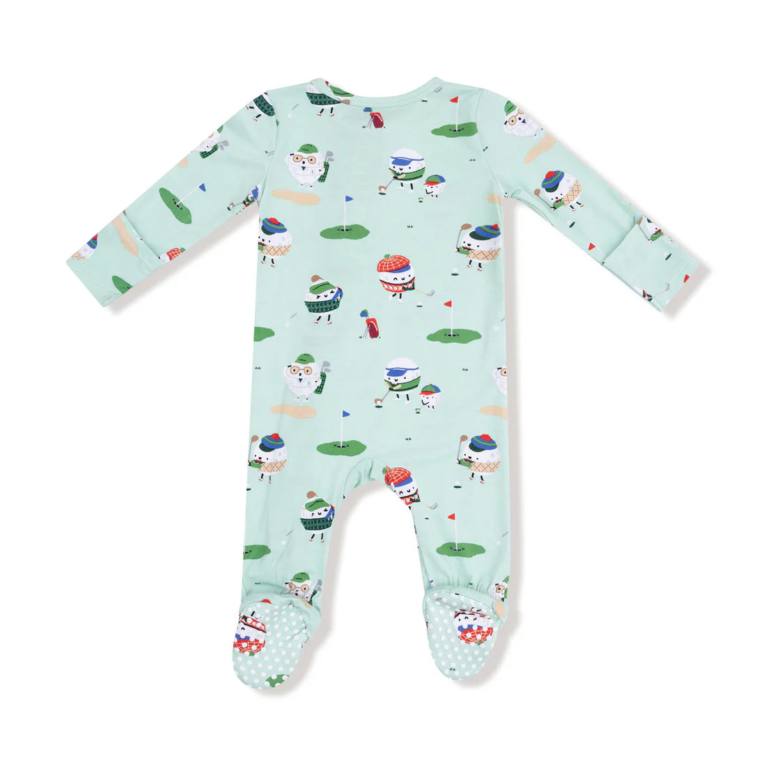 2 Way Zipper Footie - Golf Pros Green