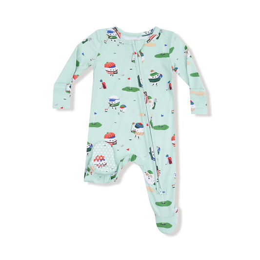 2 Way Zipper Footie - Golf Pros Green